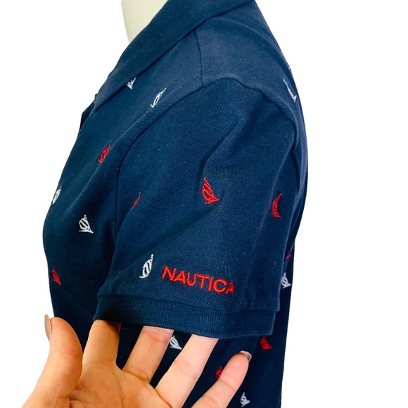 Nautica Navy Embroidered Logo Polo Shirt LARGE 3586 - Picture 6 of 9
